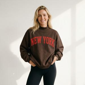 Haut tricoté long décontracté à col montant oversize pour femme, style urbain, coupe ample, look minimaliste et épuré pour un confort quotidien. - Product Image 6