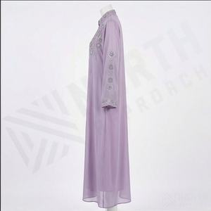 Ensemble Abaya Longue Élégante et Décontractée d'Été à Col Ouvert pour Événements Spéciaux, Robe Musulmane Modeste pour Femmes avec Perles - Product Image 3