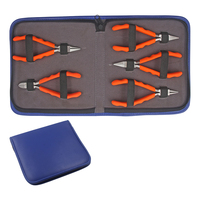 Juego de 5 Pinzas de Acero Inoxidable para Joyería, 140 mm, Pinzas de Punta Redonda y Plana, Cortador Lateral, Mangos de Espuma Mate