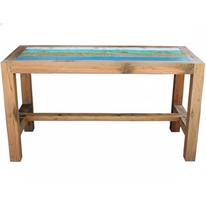 Mesa de Bar Hecha a Mano con Madera de Barco Reciclada, Ecológica, Estilo Vintage, Mesa Alta de Pub, Muebles de Madera de Barco de Color Original - Product Image 2