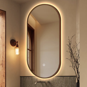 <span class=keywords><strong>Miroir</strong></span> rectangulaire moderne personnalisable à LED avec cadre en acier inoxydable et mur intelligent à commande tactile pour hôtels. - Product Image 3