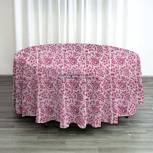 New Hand Block Leaf Print Round Hand Block Print Pure Cotton Tablecloth Indian Farmhouse Wedding Round <b>Table</b> <b>Cover</b> for Home Use - Product Image 5