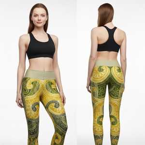 Women's High Waist Yoga Running Pants Leggings Best Quality Custom New <b>Fabric</b> Embroidery Digital Printing Logo with Pockets - Product Image 2