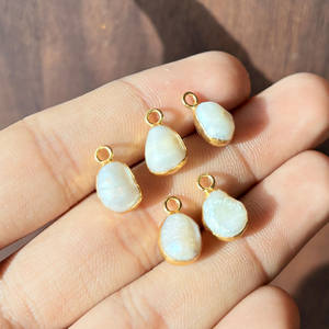 Pendentif en perle baroque d'eau douce, plaqué or, charme en perle naturelle, fournitures de fabrication de bijoux DIY pour collier et boucles d'oreilles - Product Image 3