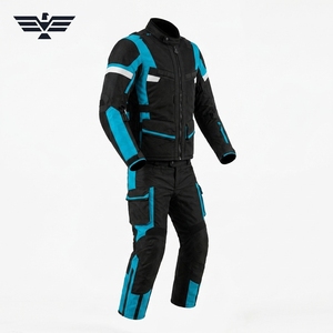 Traje de Motocicleta para Hombre, Cordura, Negro y Azul, Manga Larga, Resistente al Viento, Secado Rápido, Transpirable, para Todas las Estaciones, Ropa de Carreras de Aventura - Product Image 4