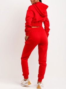 Ensemble 2 pièces pour femme à séchage rapide avec logo personnalisé, comprenant un haut court à capuche à manches longues et un pantalon de survêtement zippé - Product Image 2