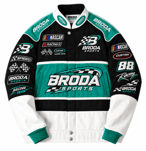 Premium custom <b>racing</b> <b>jacket</b> designed with NASCAR motorsport style Made high-quality materials and detailed embroidery Patches - Product Image 1