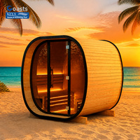 Sauna en forme de capsule d'extérieur Palm Bay en pin thermocellé avec verre trempé de 8 mm et chauffage LED pour la détente à la plage, dans les hôtels, les villas de vacances