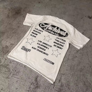 T-shirts pour hommes personnalisés OEM, impression sérigraphique graphique, 100% coton 270 g/m², sans ourlet, coupe carrée courte, lettrage DTG - Product Image 3