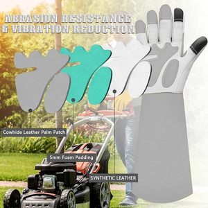Gants de jardin longs en cuir pour femmes, gants de travail robustes pour le désherbage et la plantation, meilleurs cadeaux de jardin pour les jardiniers, gris - Product Image 5