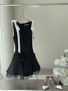 Vestido Coshe Betty Vestido sin mangas ajustado y acampanado con lazos en la cintura Estilo femenino dulce Ideal para eventos de verano o apariencia diaria - Product Image 6