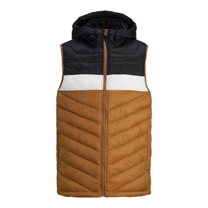 Chaleco Ligero sin Mangas para Hombre, con Capucha, Acolchado, Chaqueta de Invierno, Estilo Informal, con Estampado de Bloques de Color - Product Image 1