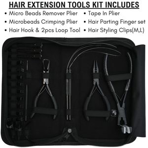 Hair Extension Tools Set with Micro Bead Remover & Crimping Plier <b>Tape</b> In Plier Hair <b>Hook</b> <b>Loop</b> Tool Set <b>and</b> Styling Clips - Product Image 2