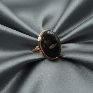 Golden Flash Nuumite <b>Ring</b> 925 Sterling Silver Rose <b>Gold</b> Yellow <b>Gold</b> Plated Oval Gemstone Handmade Jewelry Gift Luxury Style Chic - Product Image 3