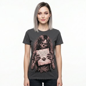 T-shirt personnalisé pour femme avec motif squelette, imprimé crâne vintage, en coton, style grunge, streetwear, vente en gros par le fabricant - Product Image 2