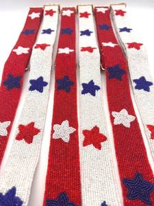 <b>Red</b> White and Blue Star Beaded <b>Purse</b> Strap Adjustable Handbag Strap Clear Bag <b>Purse</b> Strap American Flag <b>Purse</b> Strap - Product Image 3