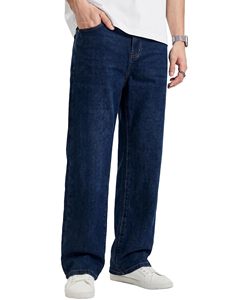 Mens Baggy Jeans <b>Stretch</b> Casual Loose Fit Jeans Streetwear Denim Pants Vintage Plain Pants Casual Wide Leg Jeans Loose Fit - Product Image 1