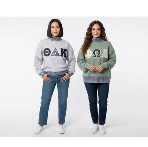 เสื้อสเวตเชิ้ตปักตัวอักษรสำหรับผู้หญิง คอกลม ผ้าฟลีซ ทรงปกติ สไตล์ฤดูใบไม้ร่วง พร้อมดีไซน์ปกเสื้อลายสก๊อต - Product Image 2