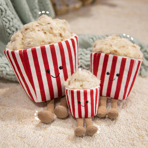 Peluche Personalizado de Palomitas de Maíz, de Algodón PP y Poliéster, Suave, en Cubo Rayado Beige, Almohada y Accesorios de Llavero - Product Image 4