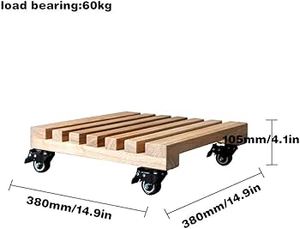 Chariot de transport robuste pour plantes avec lattes en bois et roulettes verrouillables, support mobile pour plantes d'intérieur et d'extérieur - Product Image 4