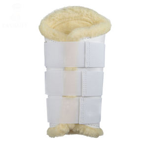 Botas Protectoras para Caballos Blancas de Color Sólido, de Cuero Encolado con Forro de Felpa para Protección de Patas Equinas, Entrenamiento y Equitación - Product Image 2
