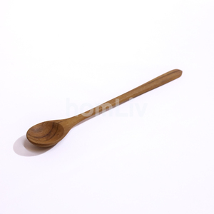 Cuillère à jus longue décorative en teck naturel fait main, agitateur de bois massif durable pour boissons, outil de mélange de cocktails pour la cuisine - Product Image 3