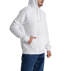 Sweat à capuche pour homme en molleton 100% coton, couleur unie, avec cordon de serrage, poche, respirant, séchage rapide, décontracté - Product Image 2
