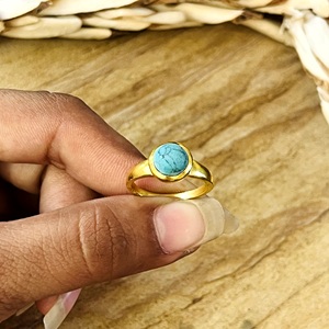 High Demand Turquoise <b>Rings</b> Minimalist Brass <b>Ring</b> For Women 18k Gold Plated <b>Dainty</b> Geometric <b>Ring</b> for Wholesale/OEM/ODM - Product Image 3