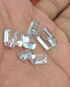 Piedras Preciosas Sueltas de Aguamarina Natural, Corte Esmeralda, de Alta Calidad, para la Elaboración de Joyas, Anillos y Colgantes - Product Image 6