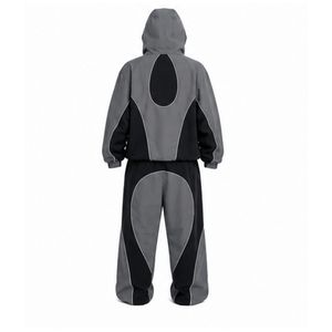 Ensemble de survêtement unisexe à capuche, couleur unie, coupe-vent durable, 100 % polyester, vêtements d'hiver décontractés de haute qualité, coupe régulière, fermeture éclair - Product Image 5