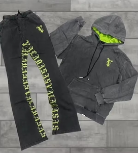 ชุดเซ็ตฮู้ดดี้และกางเกงขายาวพิมพ์โลโก้ตามสั่ง คุณภาพเยี่ยม สำหรับทุกเพศ ชุดวอร์มปักลาย ชุดออกกำลังกาย - Product Image 3