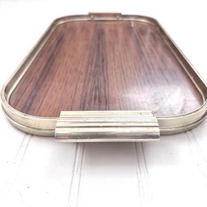 Plateau de rangement et de service rectangulaire haut de gamme avec poignées métalliques élégantes, finition raffinée, parfait pour la décoration de table et les réceptions - Product Image 4