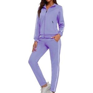 Conjunto Deportivo Rojo para Mujer, Color Sólido, Manga Larga, Cierre de Cremallera, Corte Regular, Transpirable, Informal para Otoño, 100% Poliéster - Product Image 2