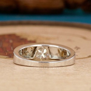 Trillion Cut Diamond <b>Ring</b> Half Bezel Setting Elegant Solitaire <b>Ring</b> Modern Design <b>For</b> Women And <b>Men</b> Special Occasions - Product Image 5