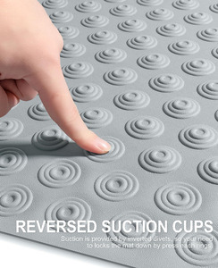 Minimalist Gray TPE Shower Mat With <b>Rubber</b> Backing Anti Slip Customized Shape Solid Color For Bathroom <b>Floor</b> - Product Image 5