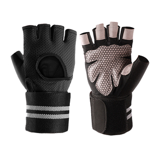 <b>Half</b> Finger Mesh Fitness Gloves Breathable Non <b>Slip</b> Adjustable Wrist Strap Gym Training Outdoor Sports Unisex Workout Gear PU - Product Image 1