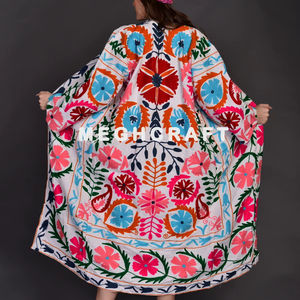 Abrigo Largo Tipo Gabardina con Bordado Suzani, Transpirable, con Patrón Geométrico para Mujer, Talla Grande, Chaqueta Suzani - Product Image 1