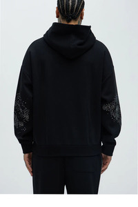 เสื้อฮู้ดผู้ชายประดับคริสตัล ผ้าฟลีซ แต่งเพชร แฟชั่นลำลอง สไตล์สตรีทแวร์ อุ่นสบายสำหรับฤดูหนาว - Product Image 6