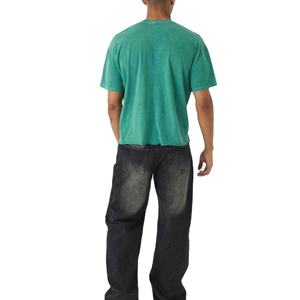 T-Shirt vert à imprimé éclaboussures de peinture pour hommes, Streetwear tendance, imprimé artistique blanc, haut décontracté à manches courtes en coton, nouvelle collection - Product Image 2