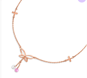 Chevillère Papillon en Argent Sterling 925 Plaqué Or Rose avec Breloque en Cristal CZ pour Femme, Bijou de Pied Ajustable et Tendance - Product Image 2