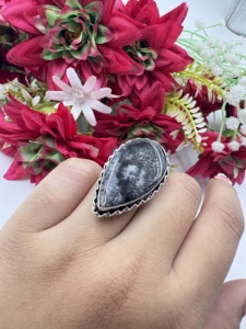 แหวนเงินชุบประดับโอปอลเดนไดรต์ธรรมชาติ แหวนทำมือประดับพลอยสำหรับผู้หญิง ขายส่ง - Product Image 2