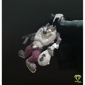 Luxury Character Pendant Lab Grown Diamond Hip Hop Bling Necklace Streetwear Jewelry <b>Piece</b> - Product Image 2
