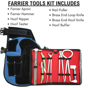 Professional Farrier Kit <b>Apron</b> with Hoof Nipper Driving Hammer Hoof Testing Plier Nail Puller Brass End Loop Hoof Knife Buffer - Product Image 2