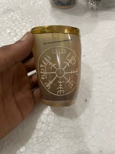 Handmade Natural Horn Glass Viking Drinkware Unique Eco-Friendly Carved Beverages Holder for Beer Mead <b>Whisky</b> Religious Mead - Product Image 2