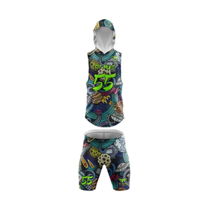 Uniforme de Fútbol Galaxy Print 7v7, Top sin Mangas con Capucha, Pantalones Cortos Sublimados, Kit de Equipo Personalizado, Equipamiento Profesional - Product Image 2
