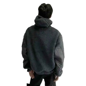 Chaqueta de forro polar Sherpa extragrande personalizada gris carbón con capucha y máscara facial completa, estilo jersey, cálida para invierno, ropa de calle, venta al por mayor, prendas de abrigo - Product Image 4