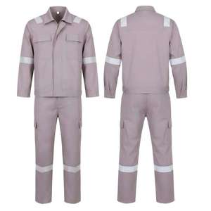 Combinaison de travail en coton pur printemps-automne, deux pièces, bandes réfléchissantes, qualité soudeur, résistante à l'abrasion, unisexe, vêtements de sécurité - Product Image 4