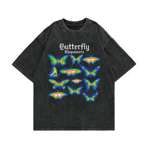 T-shirt unisexe surdimensionné en coton 100% lourd, délavé à l'acide, avec logo personnalisé, imprimé graphique, vente en gros - Product Image 2