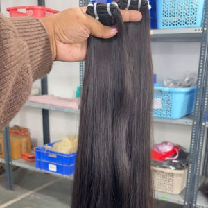 Extensions de cheveux humains noirs lisses doublement étirés, qualité supérieure, collection en gros - Product Image 1