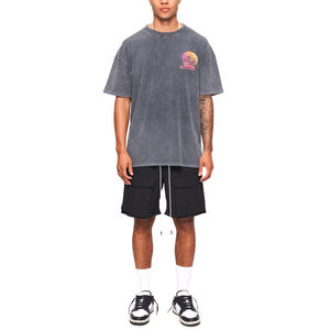 T-shirts amples et courts pour hommes en coton pur 245 g/m², couleur unie, décontractés, pour l'été, avec logo personnalisé - Product Image 3